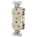 Hubbell Wiring Device-Kellems Straight Blade Devices, Receptacles, Duplex, Commercial/Industrial Grade, 2-Pole 3-Wire Grounding, 20A 125V, 5-20R, Light Almond 5352ALA